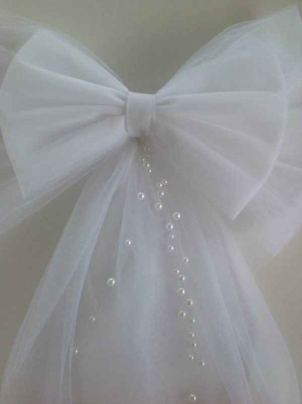 double tulle bow with pearls